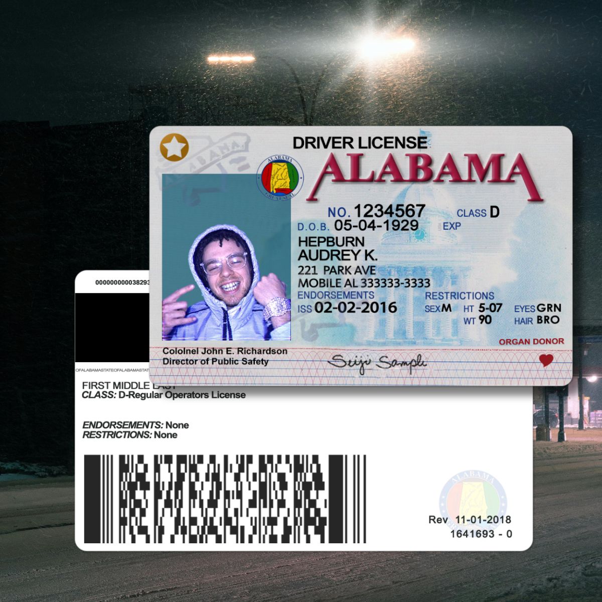 Alabama - AL Driver's License Photoshop Template