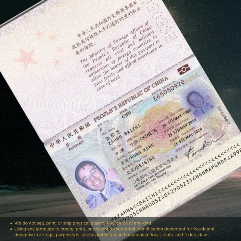 China Passport Photoshop template