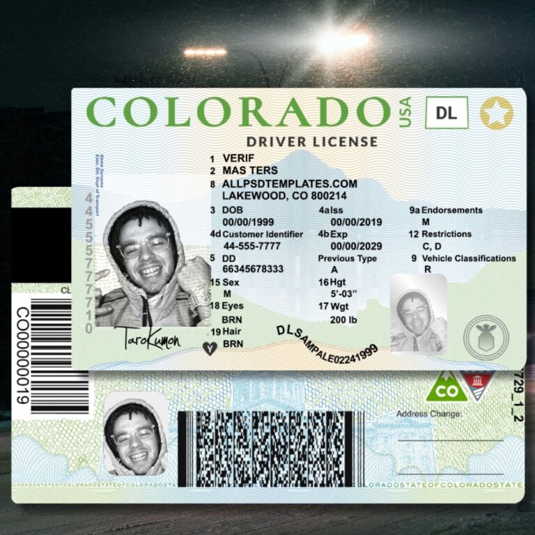 Colorado - CO Driver's License Photoshop Template