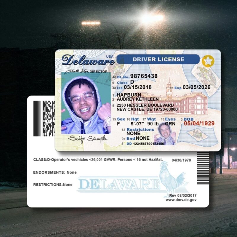 Delaware - DE Driver's License Photoshop Template