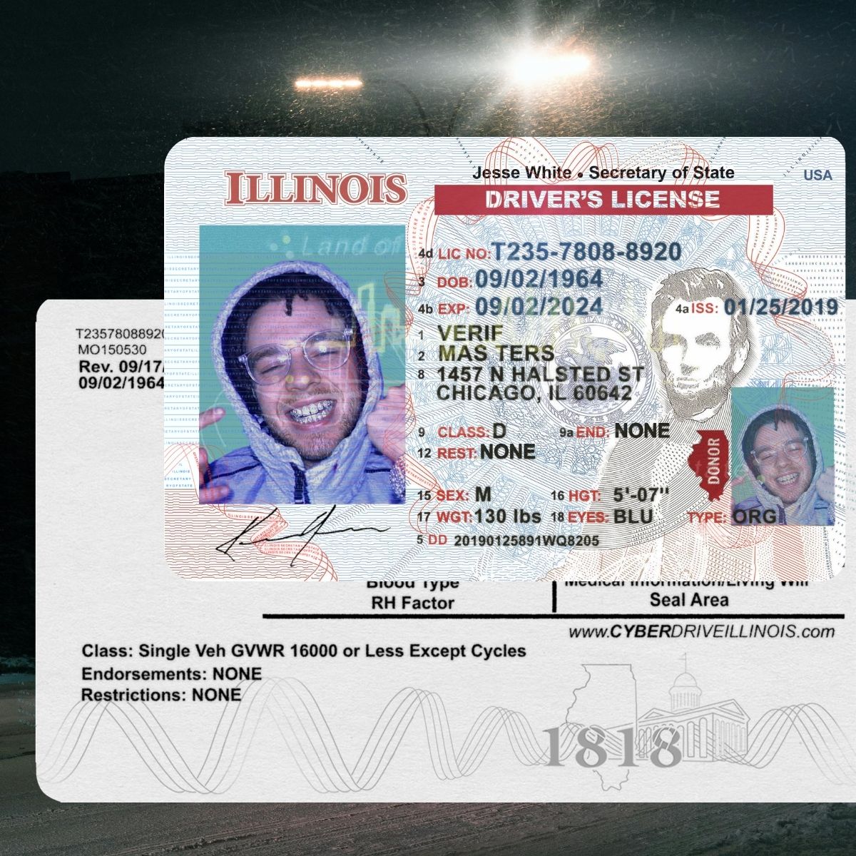 Illinois - IL Driver's License Photoshop Template
