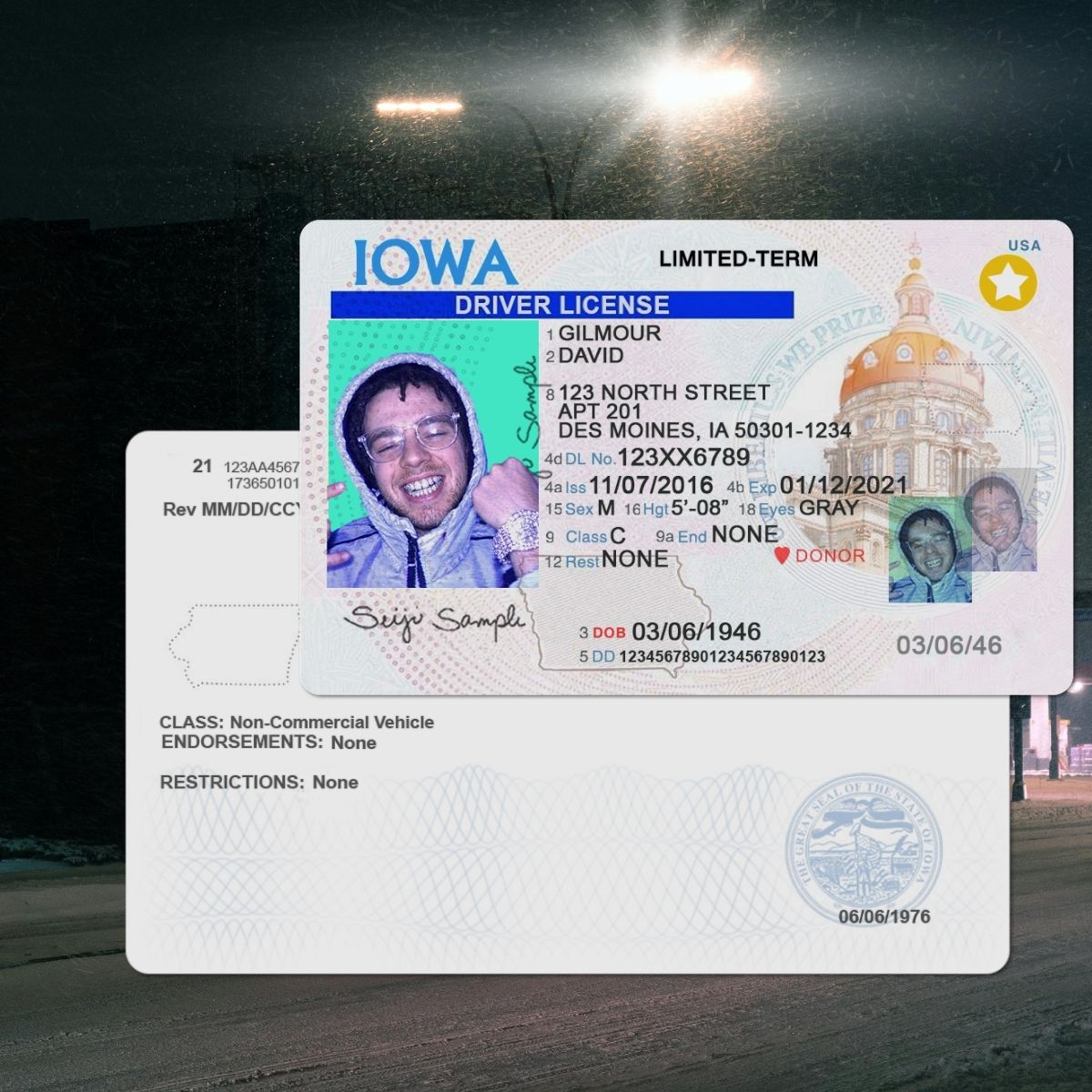 Iowa - IA Driver's License Photoshop Template