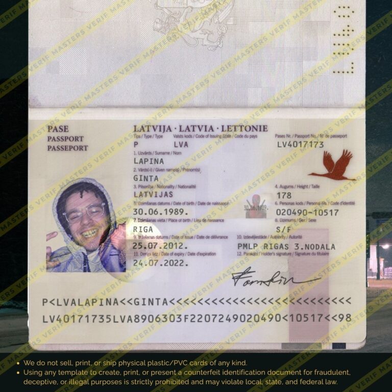 Latvia Passport Photoshop template