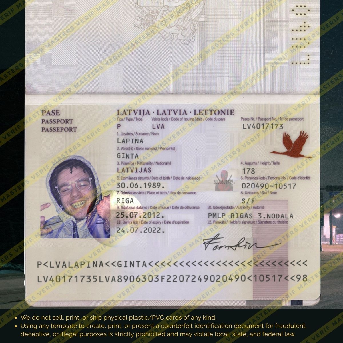 Latvia Passport Photoshop template