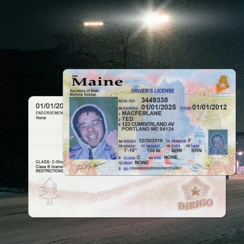 Maine - ME Driver's License Photoshop Template
