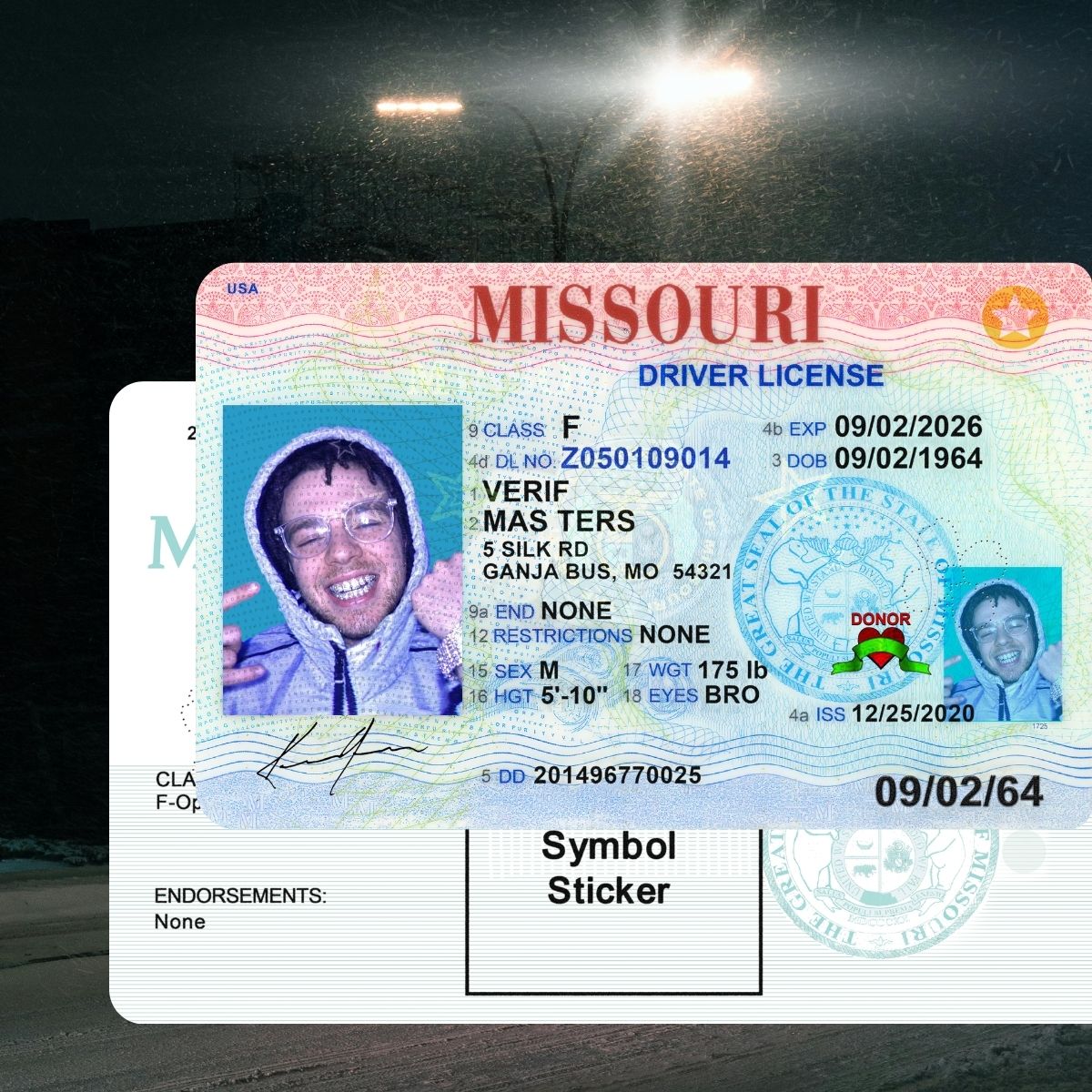 Missouri - MO Driver's License Photoshop Template