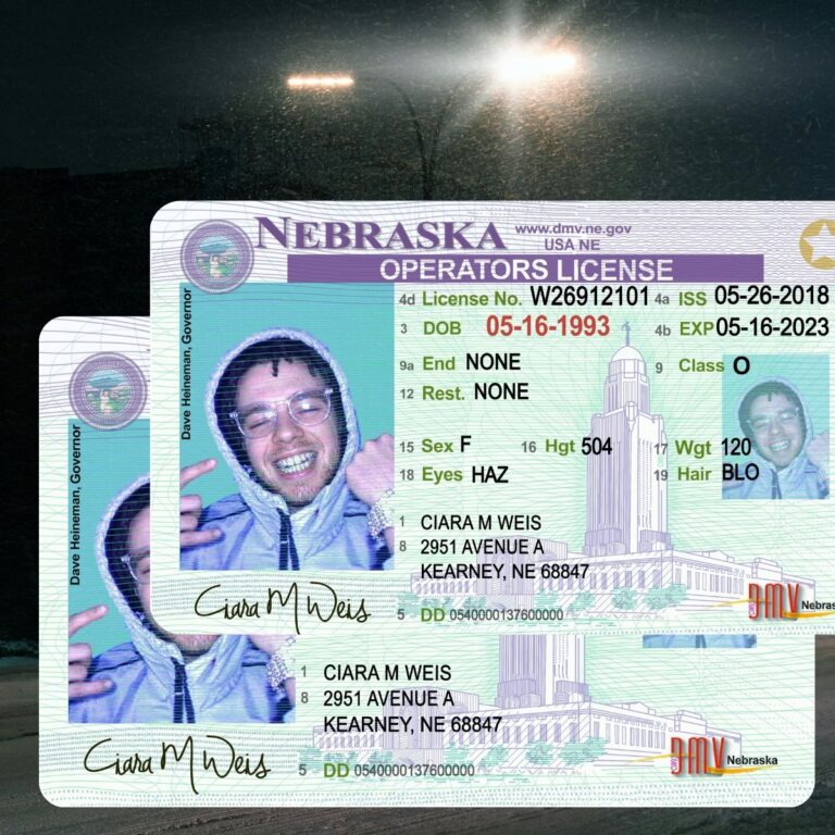 Nebraska - NE Driver's License Photoshop Template