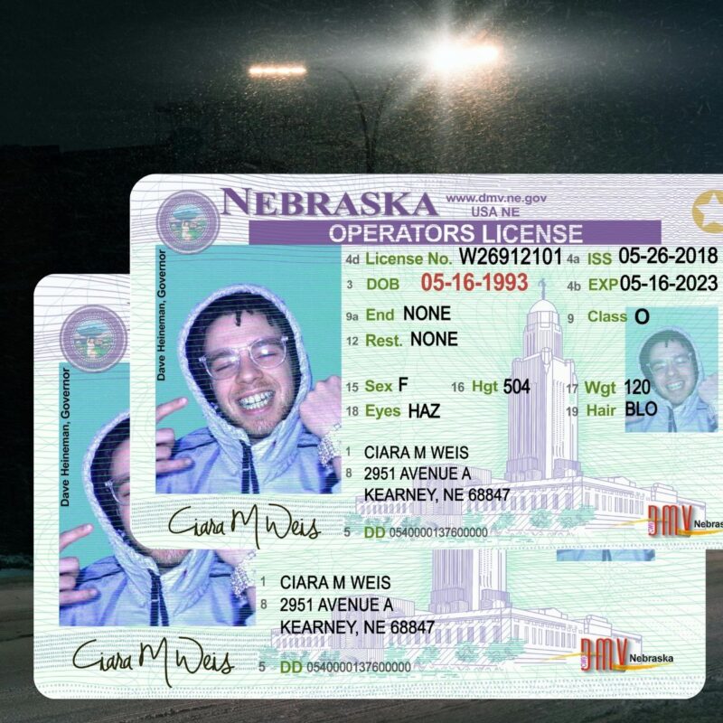 Nebraska - NE Driver's License Photoshop Template