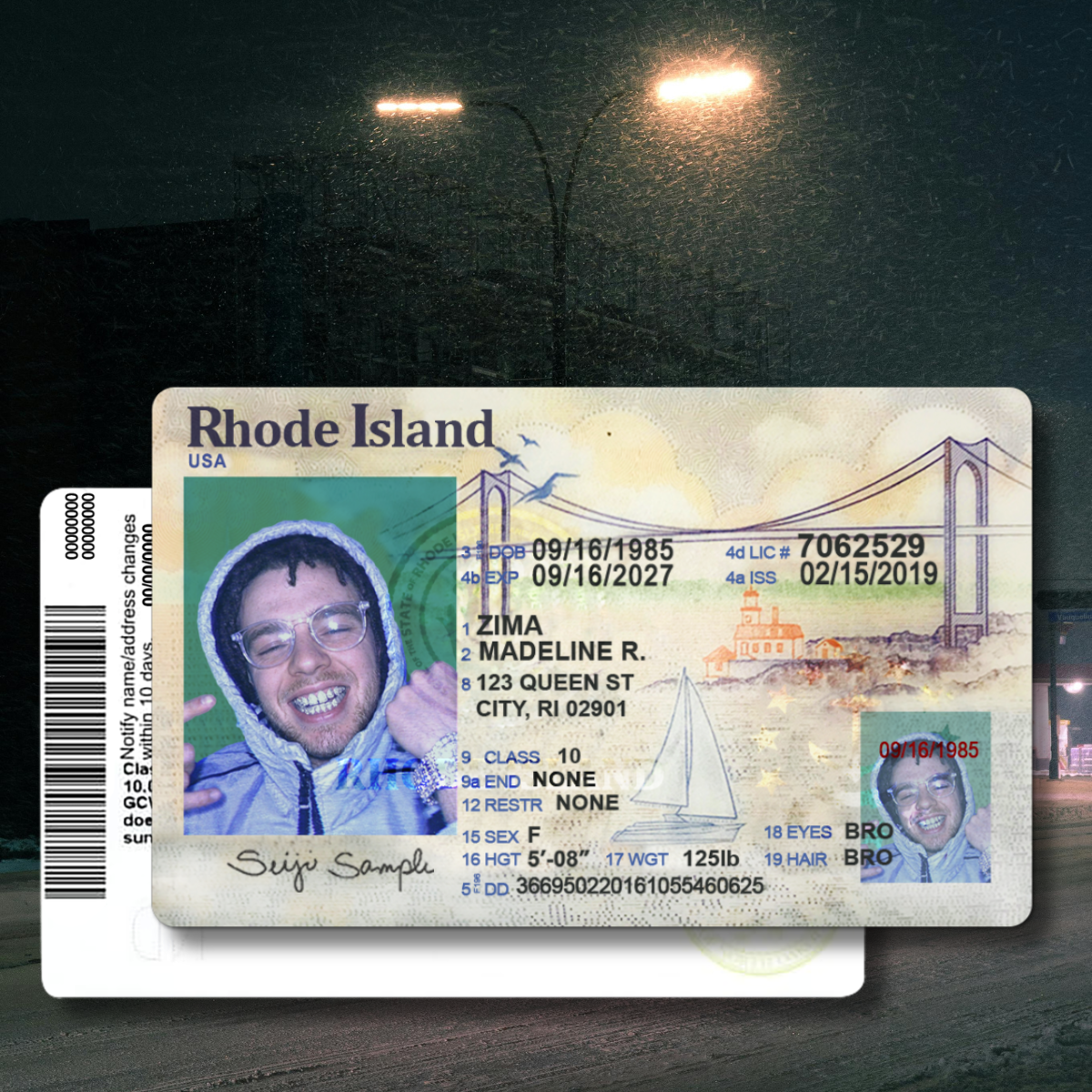 Rhode Island - RI Driver's License Photoshop Template